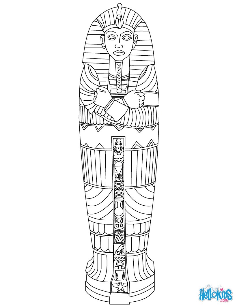 Egyptian Sarcophagus Coloring Pages Hellokids