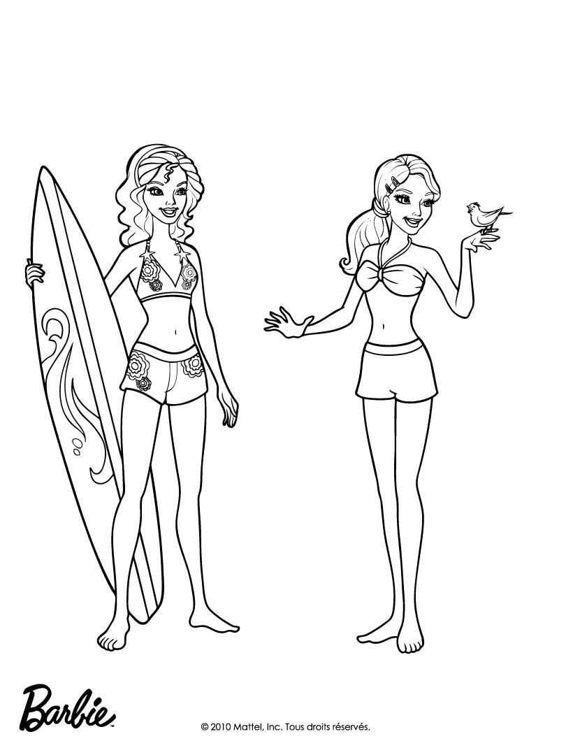 malibu beach barbie coloring pages - photo #1