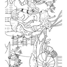 MERMAIDS' PARTY under the sea free Barbie coloring sheet