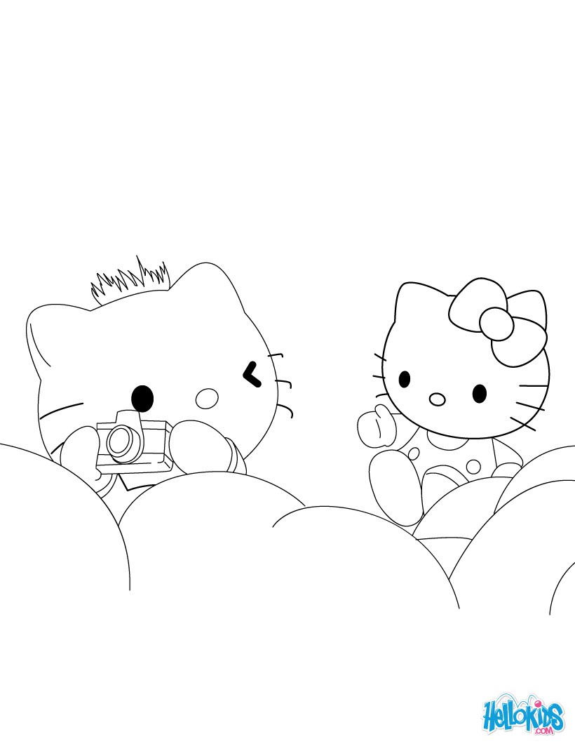 HELLO KITTY DANCER HELLO KITTY PHOTOGRAPHER coloring page