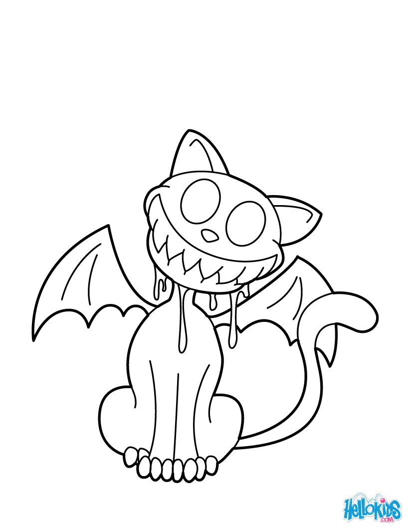 Cat-bat monster coloring pages - Hellokids.com