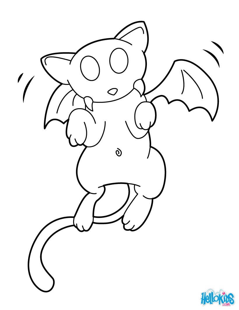 Cat-vampire hybrid monster coloring pages - Hellokids.com