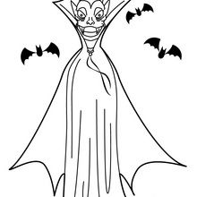 Dracula black cloak coloring page