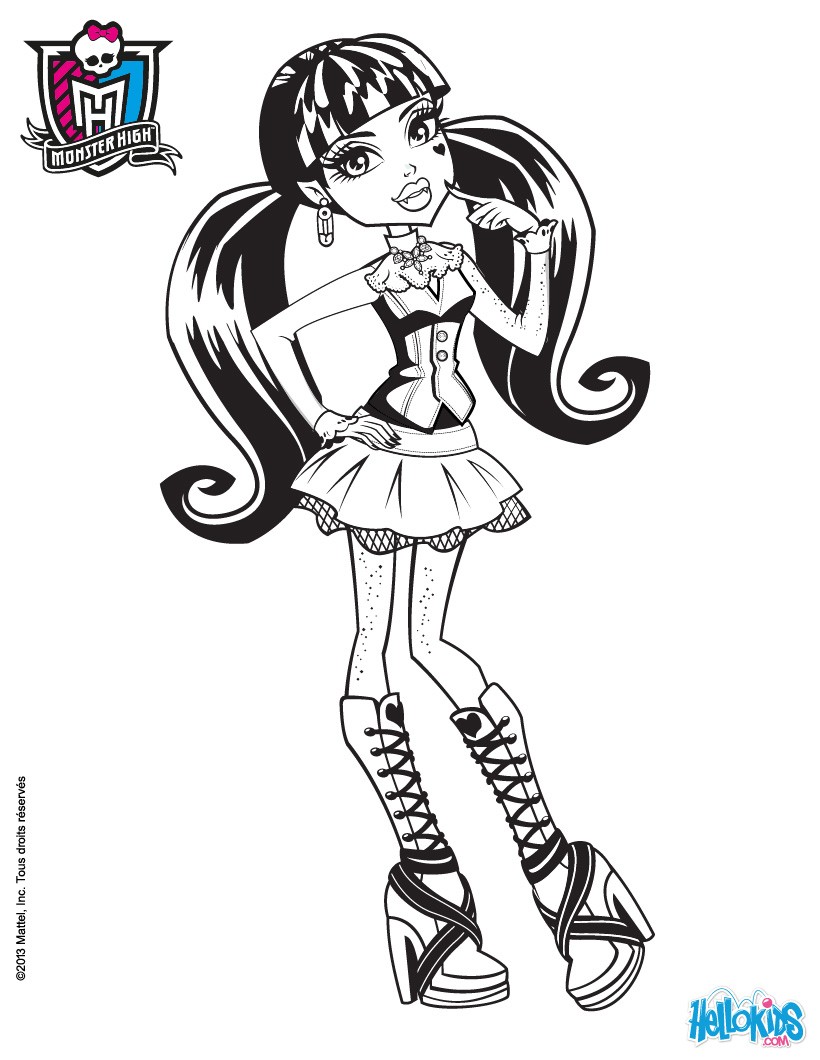 Draculaura With Long Bunches Coloring Pages Hellokids