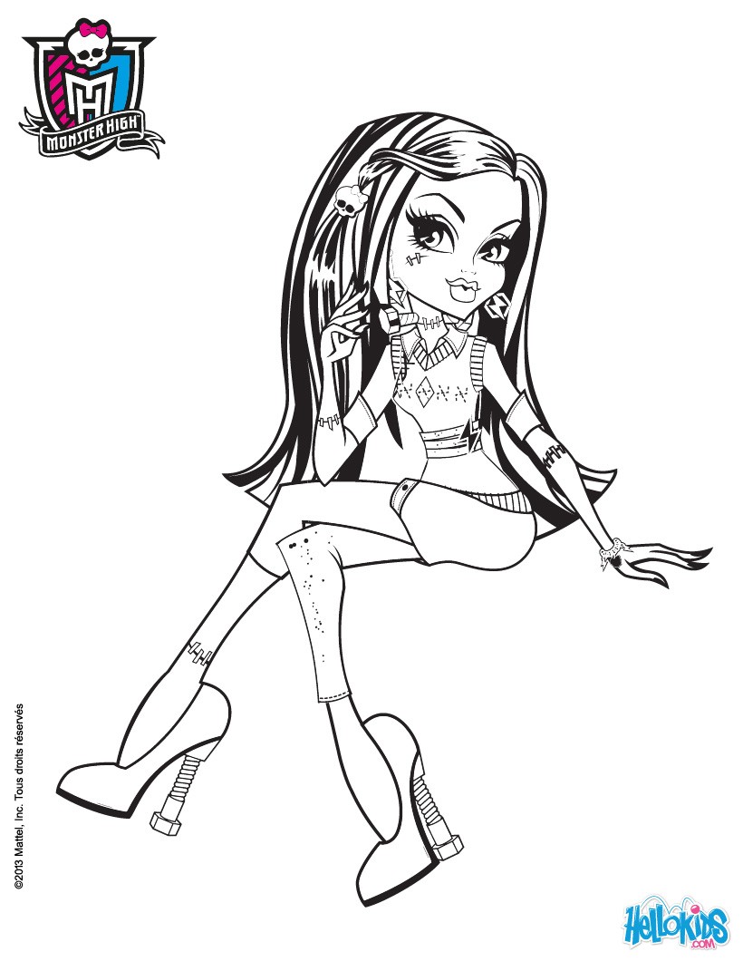 Frankie stein seated cross-legged coloring pages - Hellokids.com