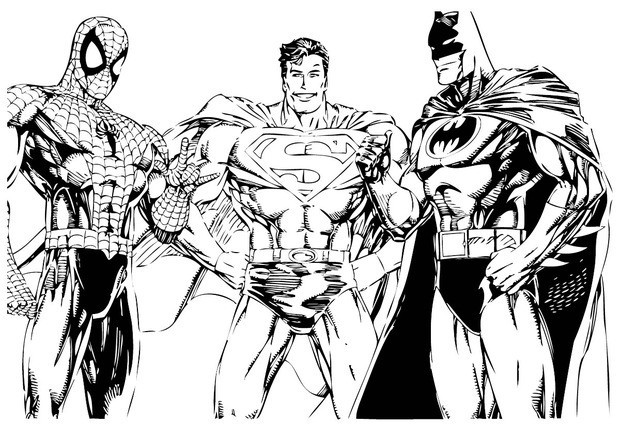 Batman spiderman and superman coloring pages Hellokidscom