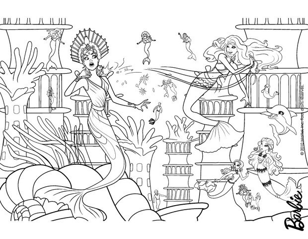 barbie mermaid free coloring pages