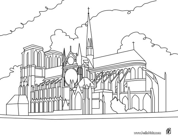 Cathedral notre dame coloring pages - Hellokids.com