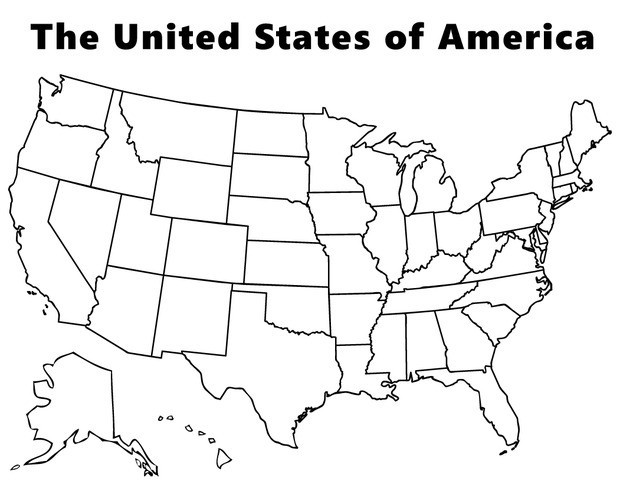 Map of the usa coloring pages Hellokidscom