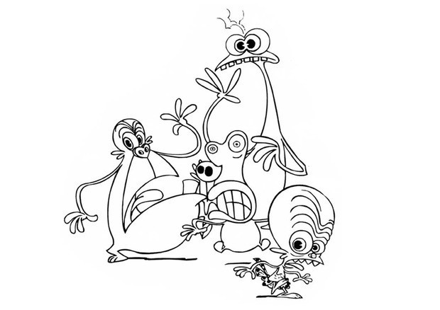 Scared space goofs coloring pages - Hellokids.com