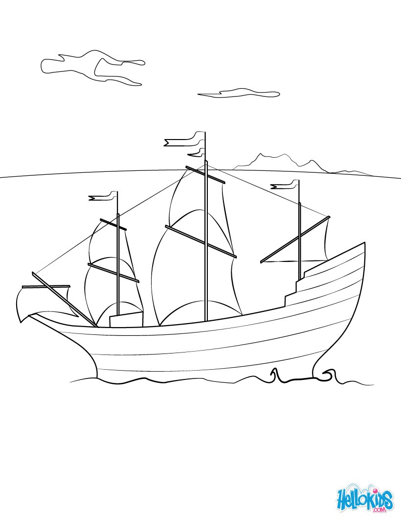 coloring pages thanksgiving mayflower - photo #15