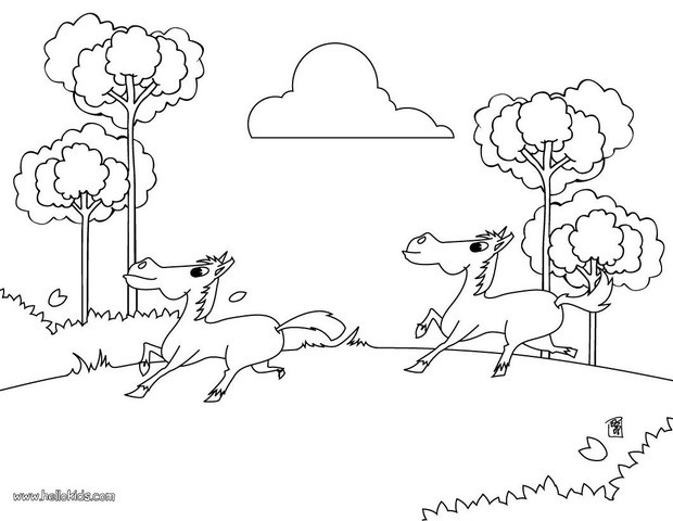 coloring pages horses running - photo #45