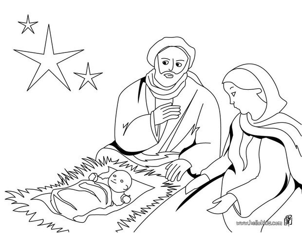 mary jesus and joseph coloring pages