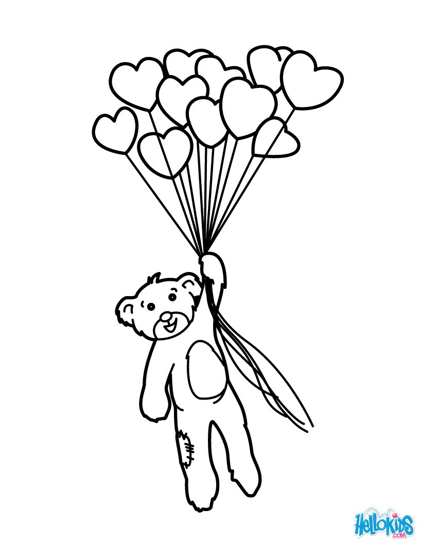 Bunch of heart balloons coloring page