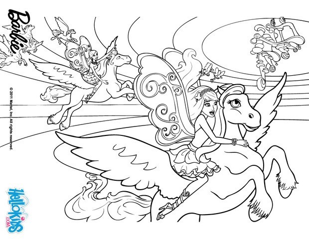 Barbie's winged horse coloring pages - Hellokids.com