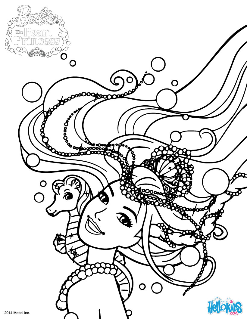 barbie pearl princess coloring pages