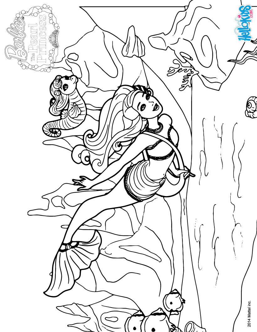 Barbie THE PEARL PRINCESS coloring pages - Mermaid Lumina and Kuda on their way