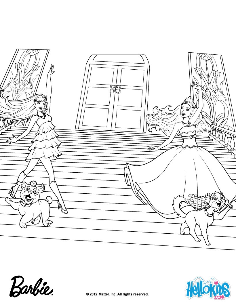 Barbie THE PRINCESS & THE POPSTAR coloring pages Tori practises for the show Tori practises for the show Keira Tori and their Pets