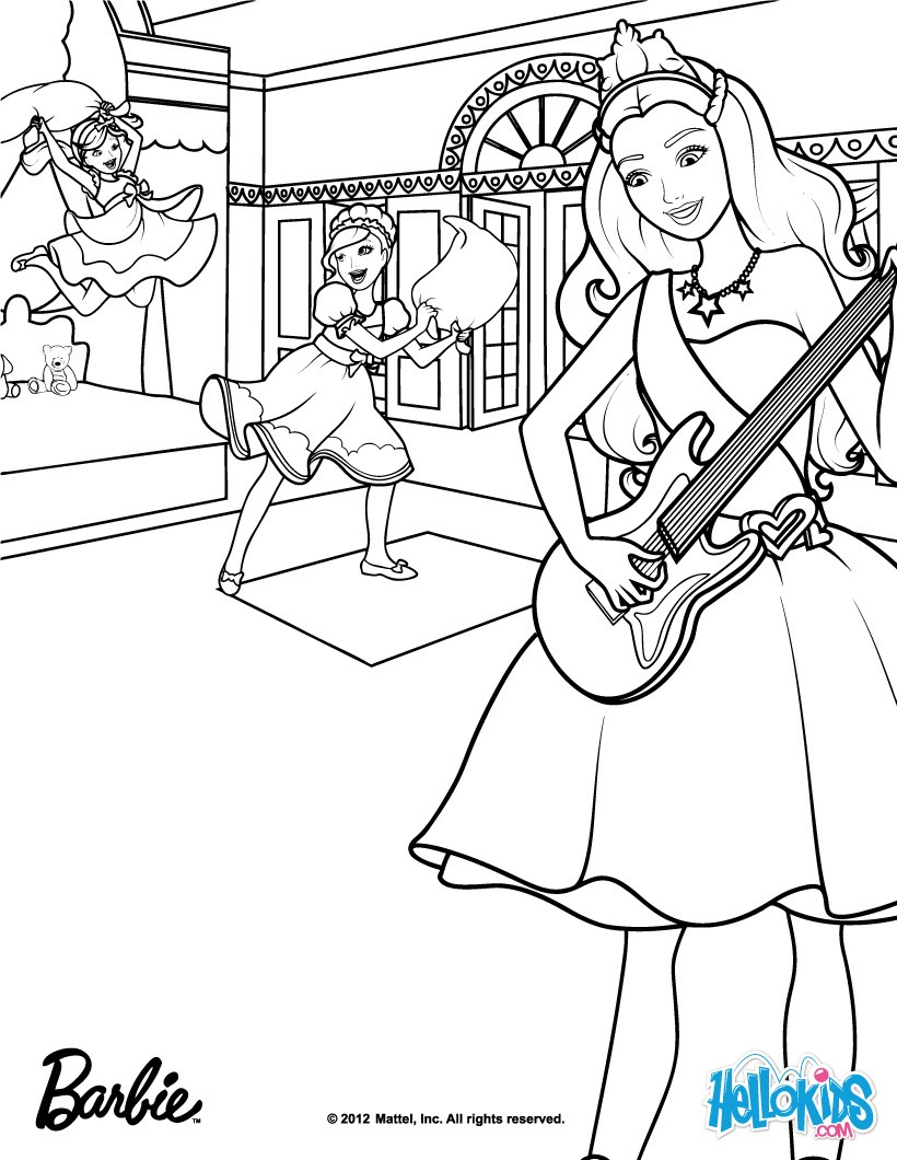 Coloring Pages Barbie Princess and Popstar