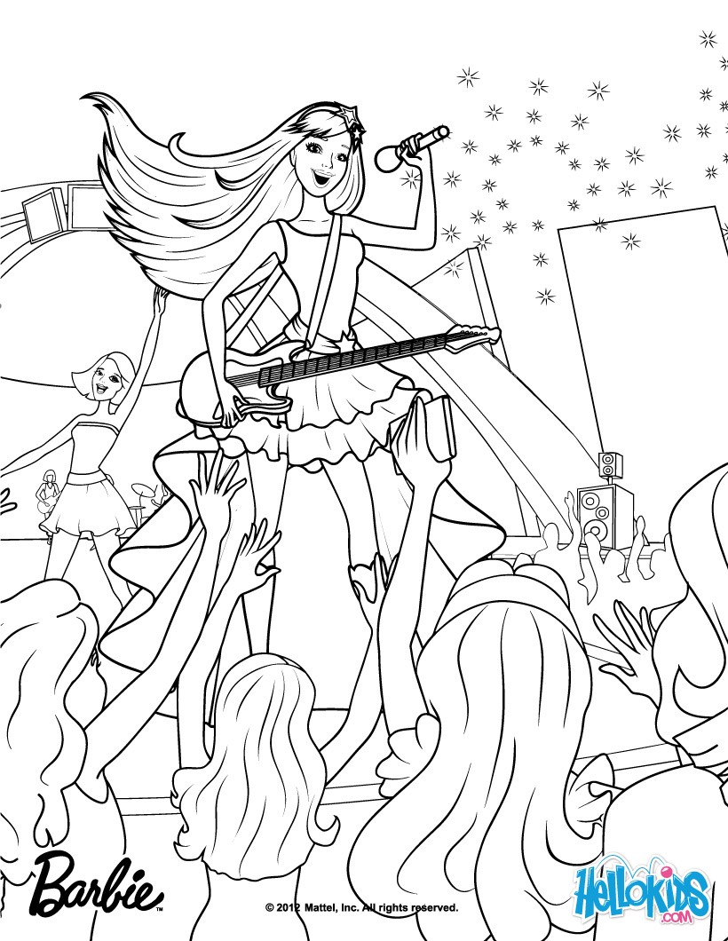 barbie rock star coloring pages