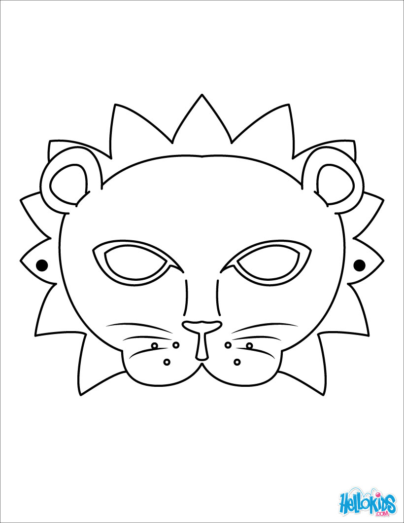 Lion mask coloring pages   Hellokids.com