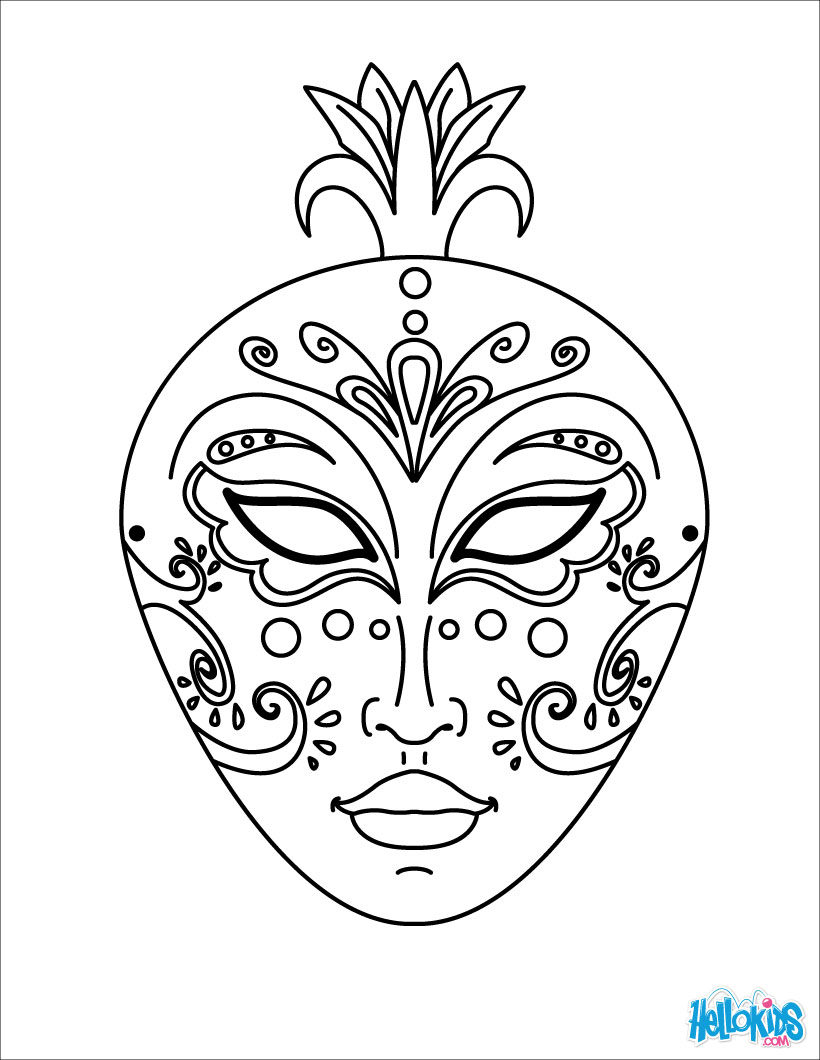 Venice mask coloring pages Hellokidscom