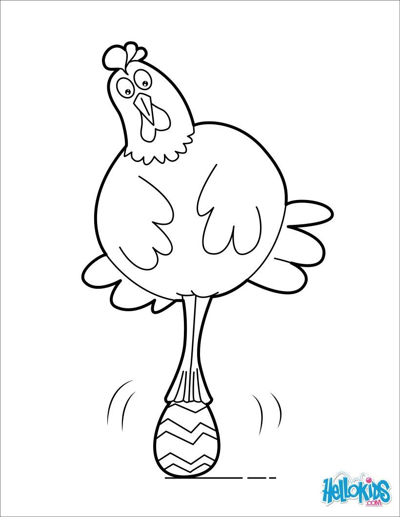Baby Chick and Big Easter Egg Chicken and small Chocolate Egg coloring page