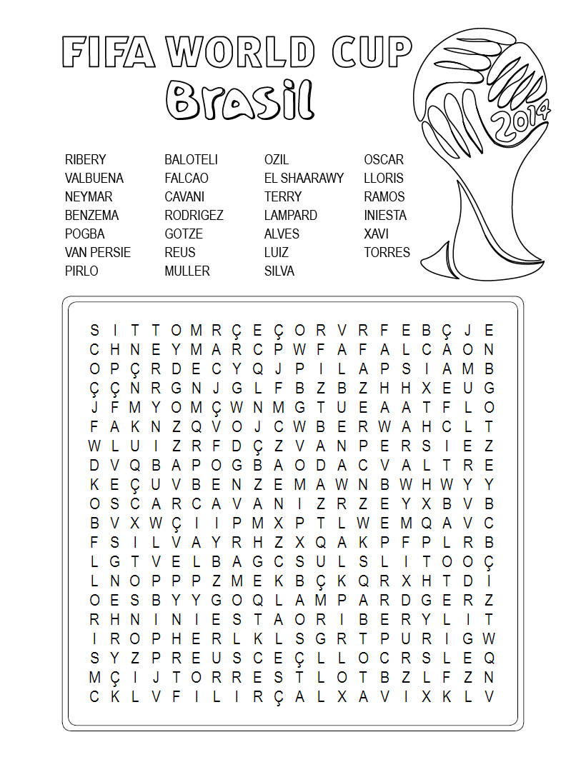 FIFA World Cup 2014 Players Word Search Puzzle puzzle