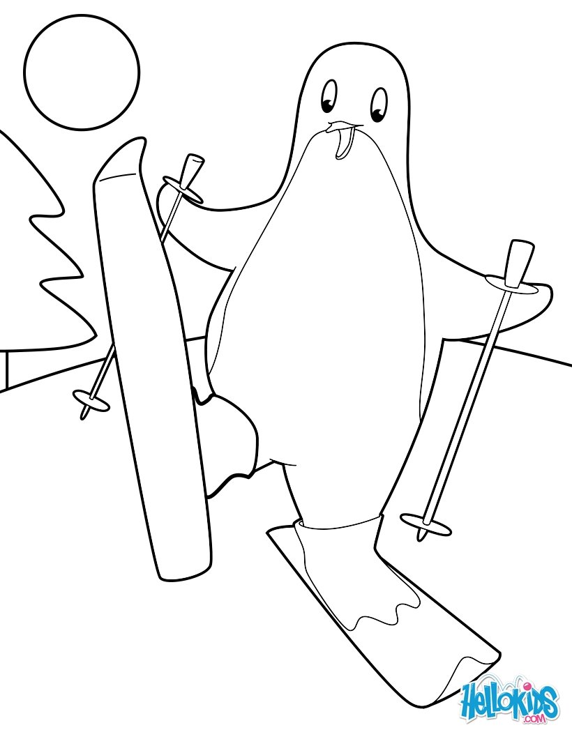 The Penguins of Madagascar Skiing Penguin coloring page