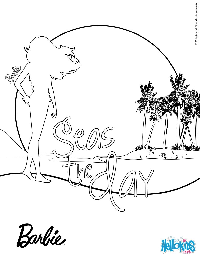 Barbie at the beach coloring pages   Hellokids.com