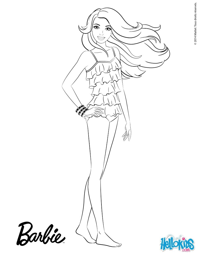 Barbie39s fashion swimsuit coloring pages Hellokidscom