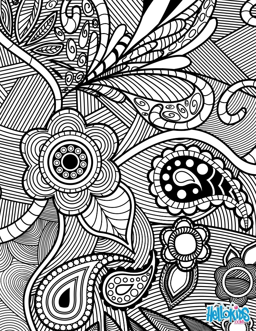 Flowers & paisley design coloring pages   Hellokids.com