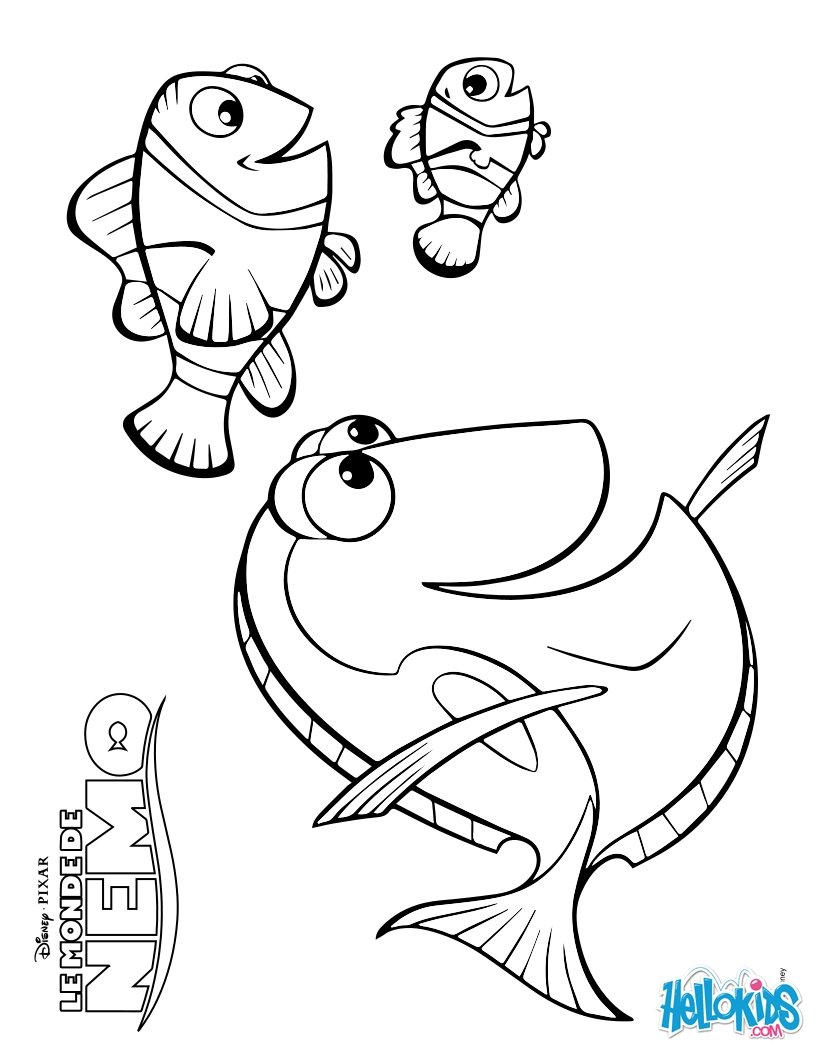 Marlin Dory And Nemo Coloring Pages Hellokids