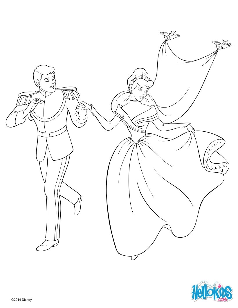 cinderella and the prince coloring page l7q