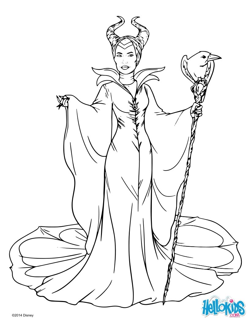 Sleeping Beauty coloring pages Maleficent with cane coloring page