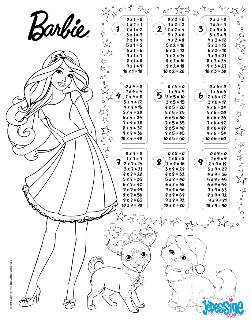 Multiplication table   barbie coloring pages   Hellokids.com