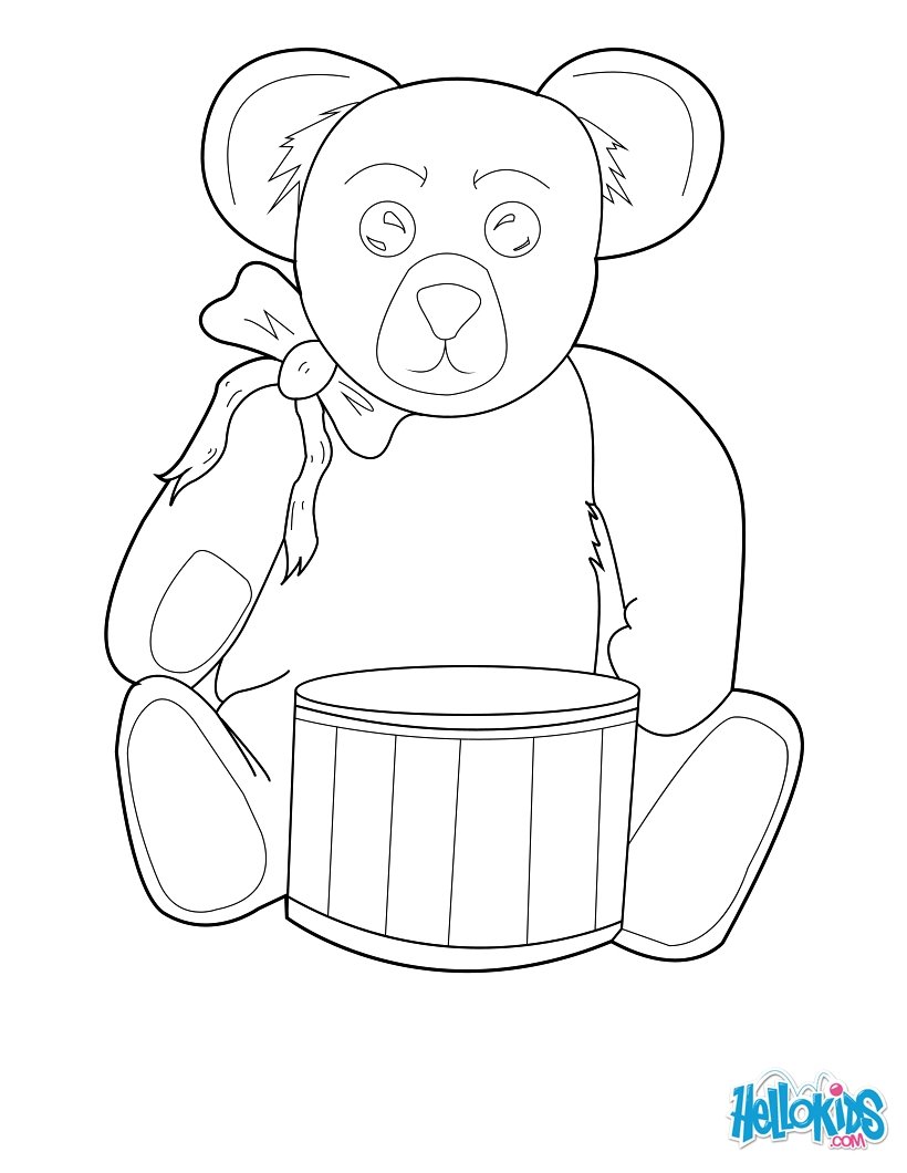 teddy bear drummer coloring page fcn