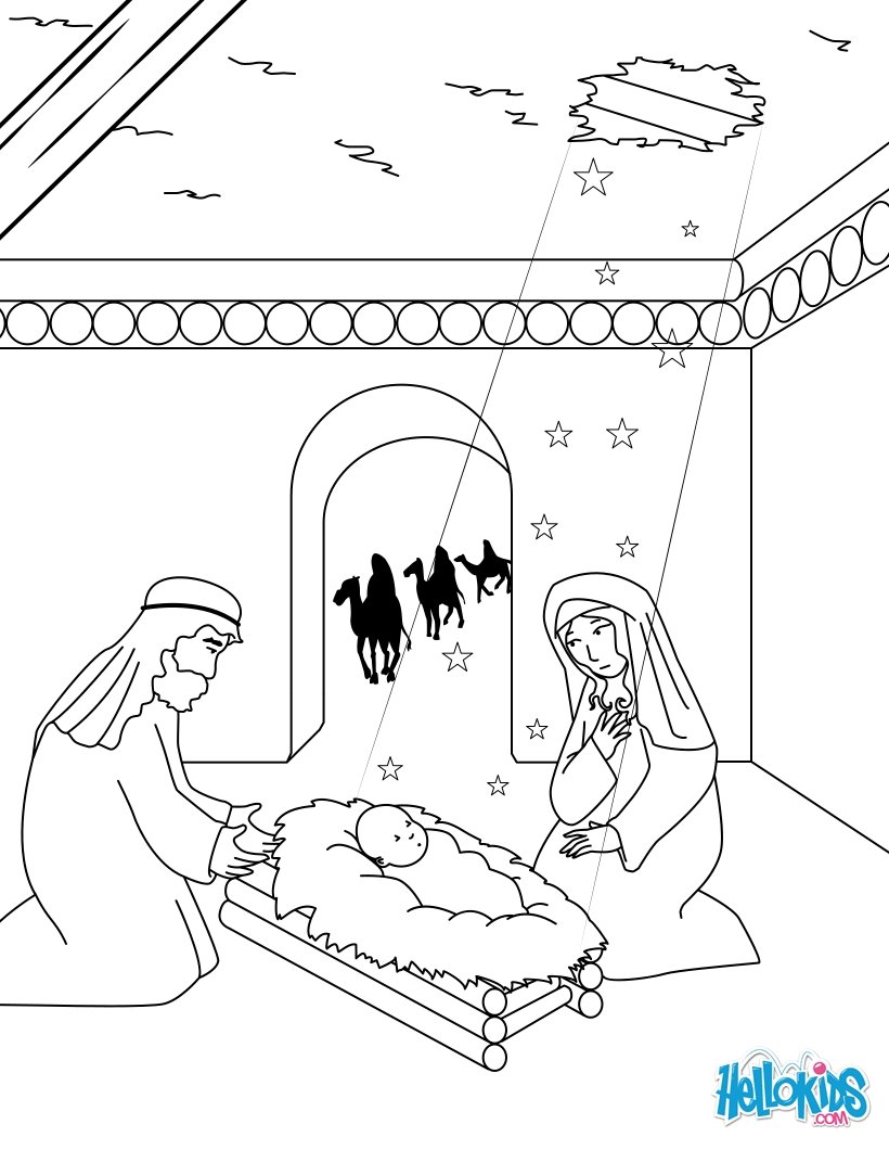 Jesus The Arrival of the Three Kings coloring page