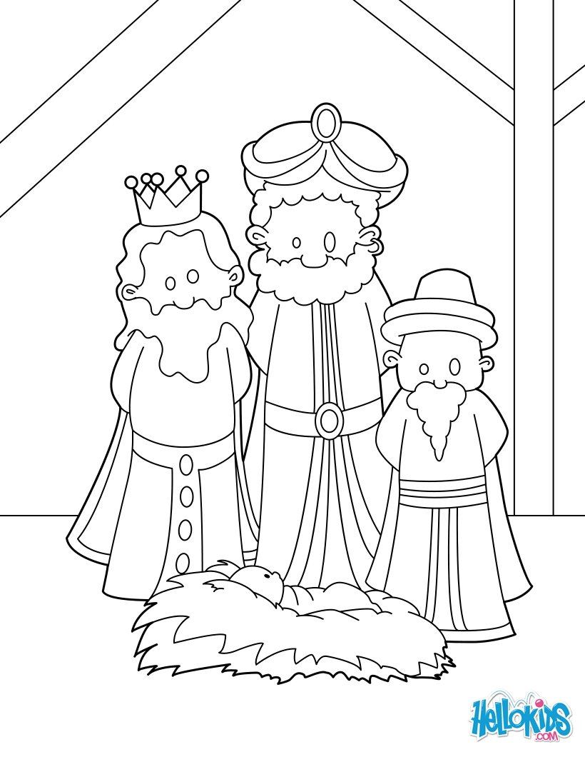 the three wise men at the manger coloring page vj7