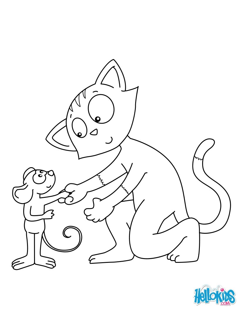 cat and mouse friends coloring page xwx