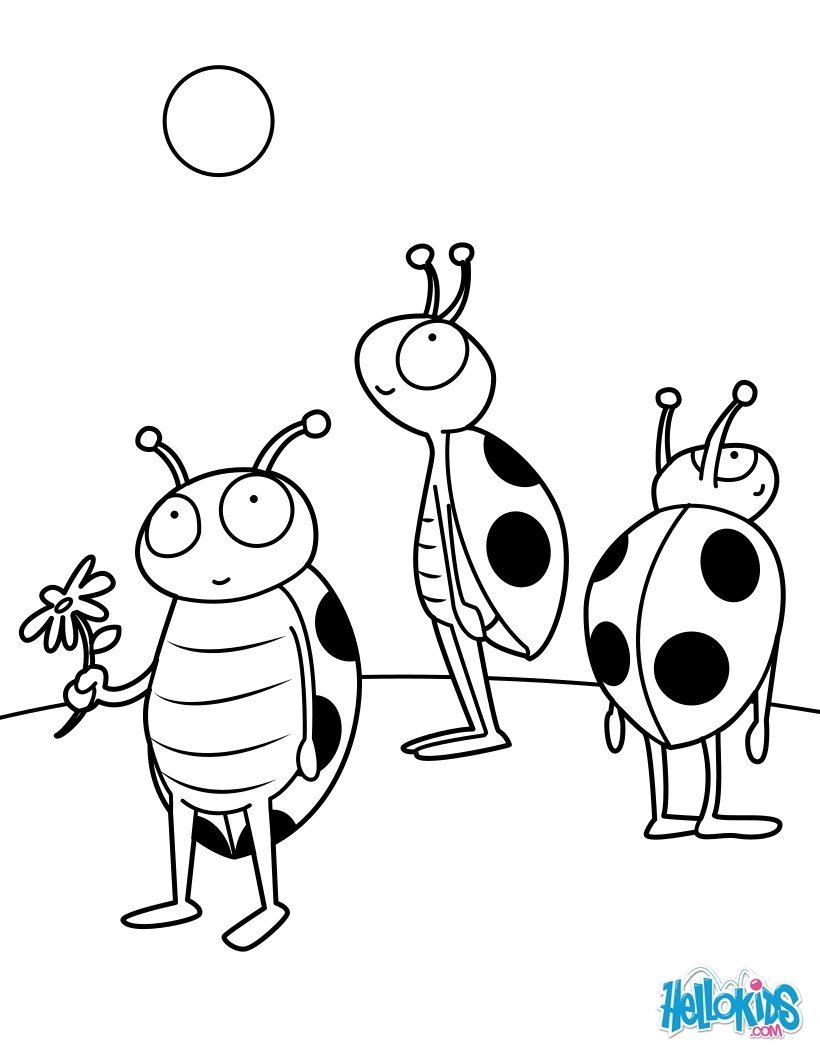 Millipedes Shoe Shopping Ladybugs coloring page