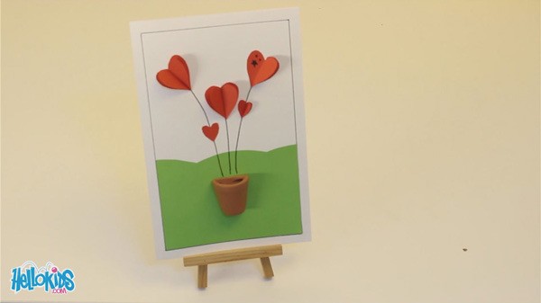 3D Hearts Card craft for kids