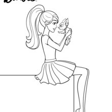 Barbie And Her Cute Puppy Coloring Pages Hellokids Com