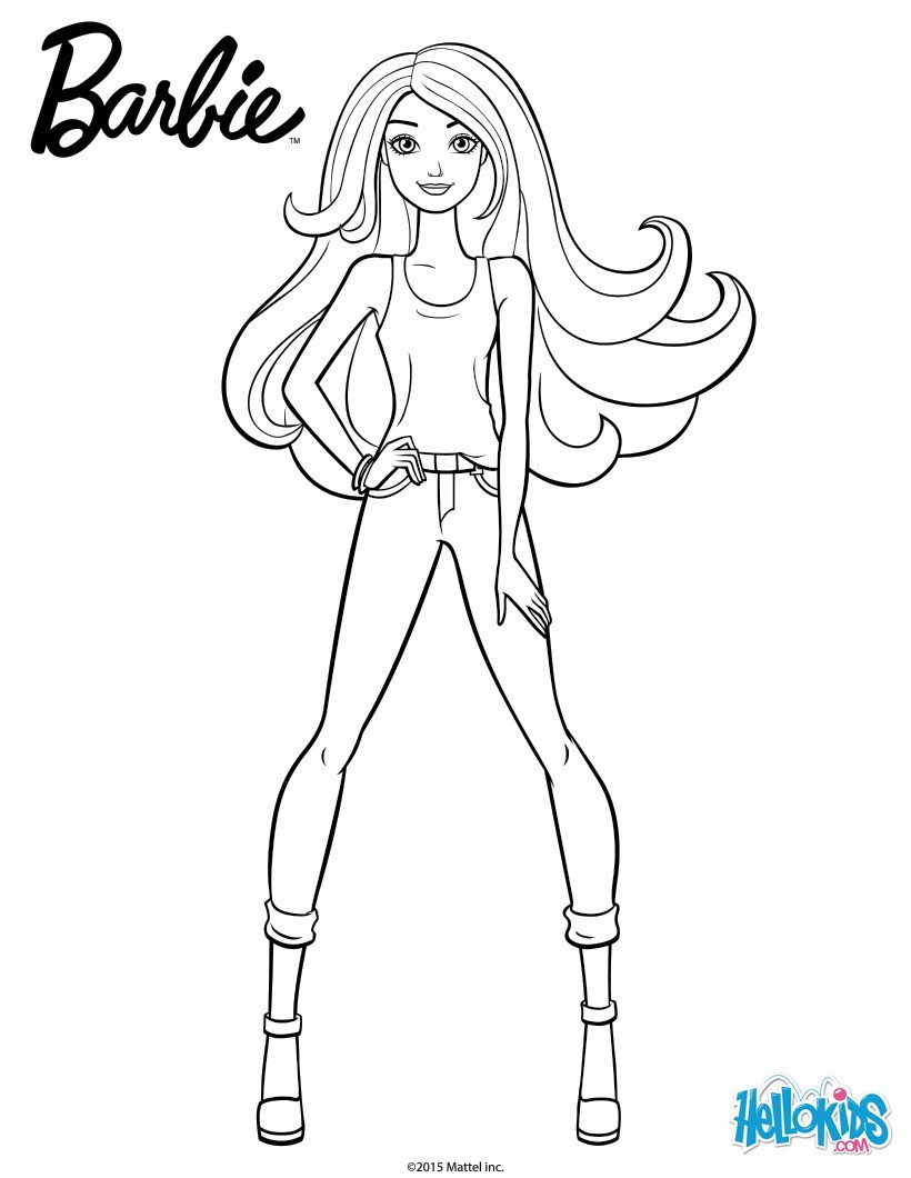 Barbie in tank top and leggings coloring pages   Hellokids.com