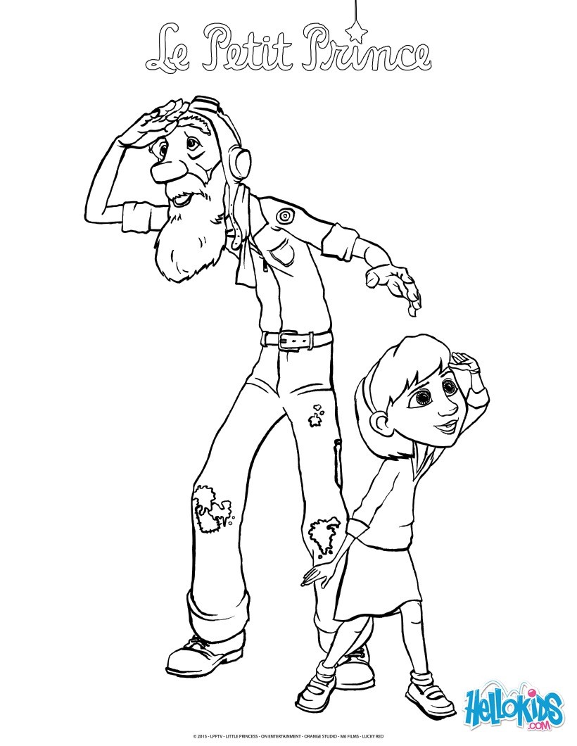 the grand father and the little girl coloring page eje