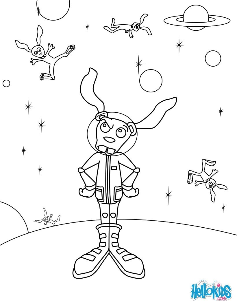 Cosmonaut rabbit coloring pages - Hellokids.com