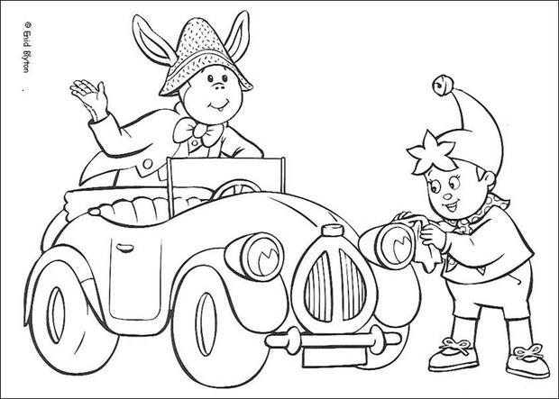 Noddy and bunkey washing the car coloring pages 