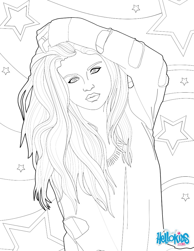 Justin Bieber and his Tattoo Fantastic coloring picture of Selena Gomez coloring page