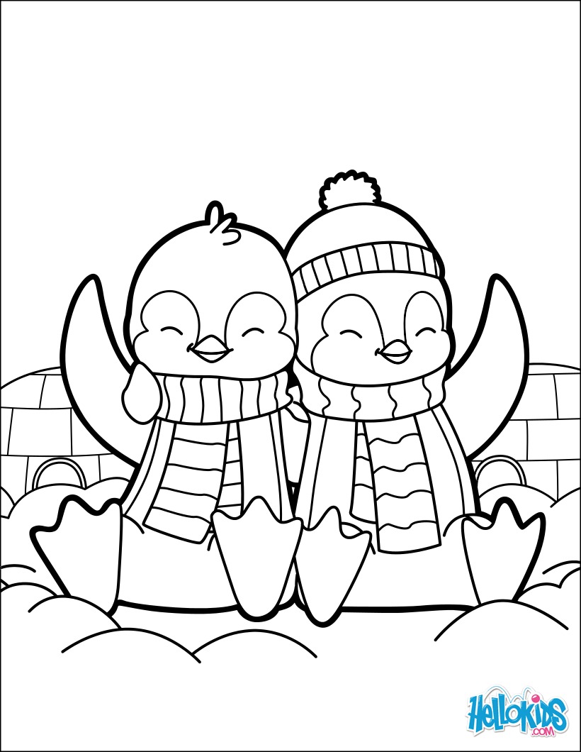 Valentine39s day penguins coloring pages Hellokidscom