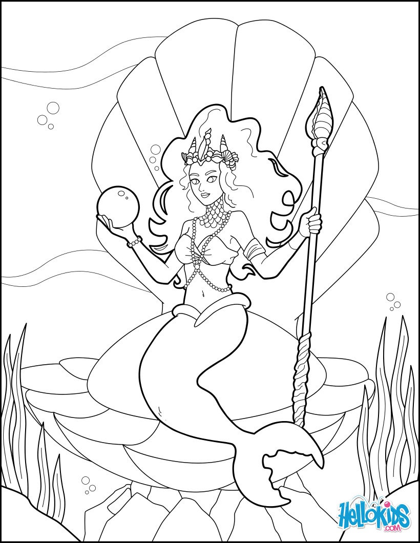 Mermaid princess coloring pages - Hellokids.com